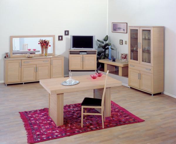 Product photograph of Sonia Light Oak Italian 4 Door Buffet Sideboard And Rectangular Mirror from Choice Furniture Superstore.